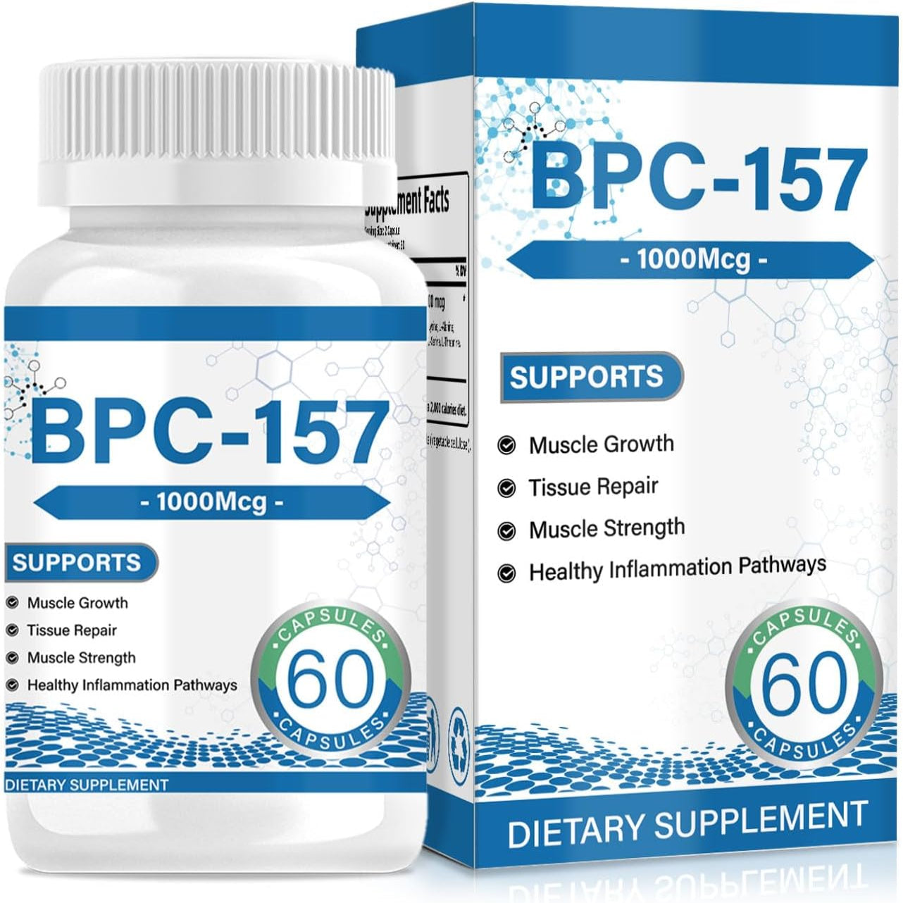 BPC-157 Muscle Growth & Repair Peptide Complex ，1000mcg per Capsule (60ct) | Non-GMO， help you bounce back faster, support whole-body wellness— convenient daily capsule.BPC 157