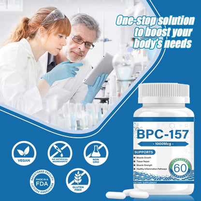 BPC-157 Muscle Growth & Repair Peptide Complex ，1000mcg per Capsule (60ct) | Non-GMO， help you bounce back faster, support whole-body wellness— convenient daily capsule.BPC 157