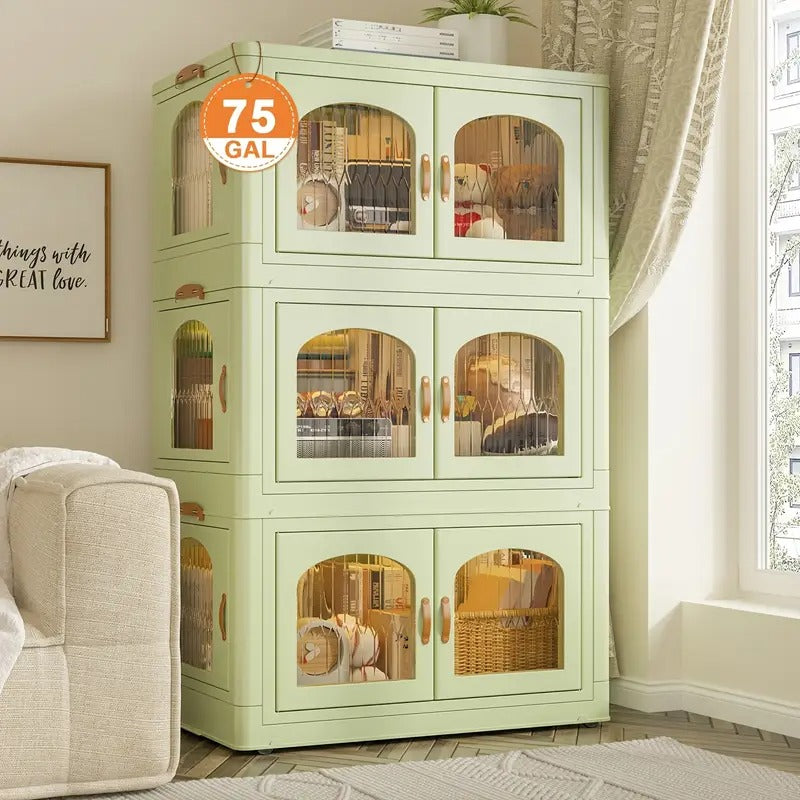 75gal plastic storage bins lids magnetic doors food storage - Temu