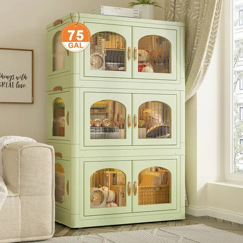 75gal plastic storage bins lids magnetic doors food storage - Temu