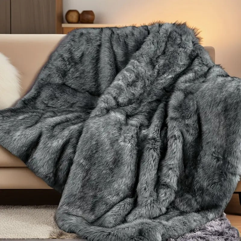 luxury 1000gsm fur throw blanket super soft reversible - Temu