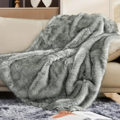 luxury 1000gsm fur throw blanket super soft reversible - Temu