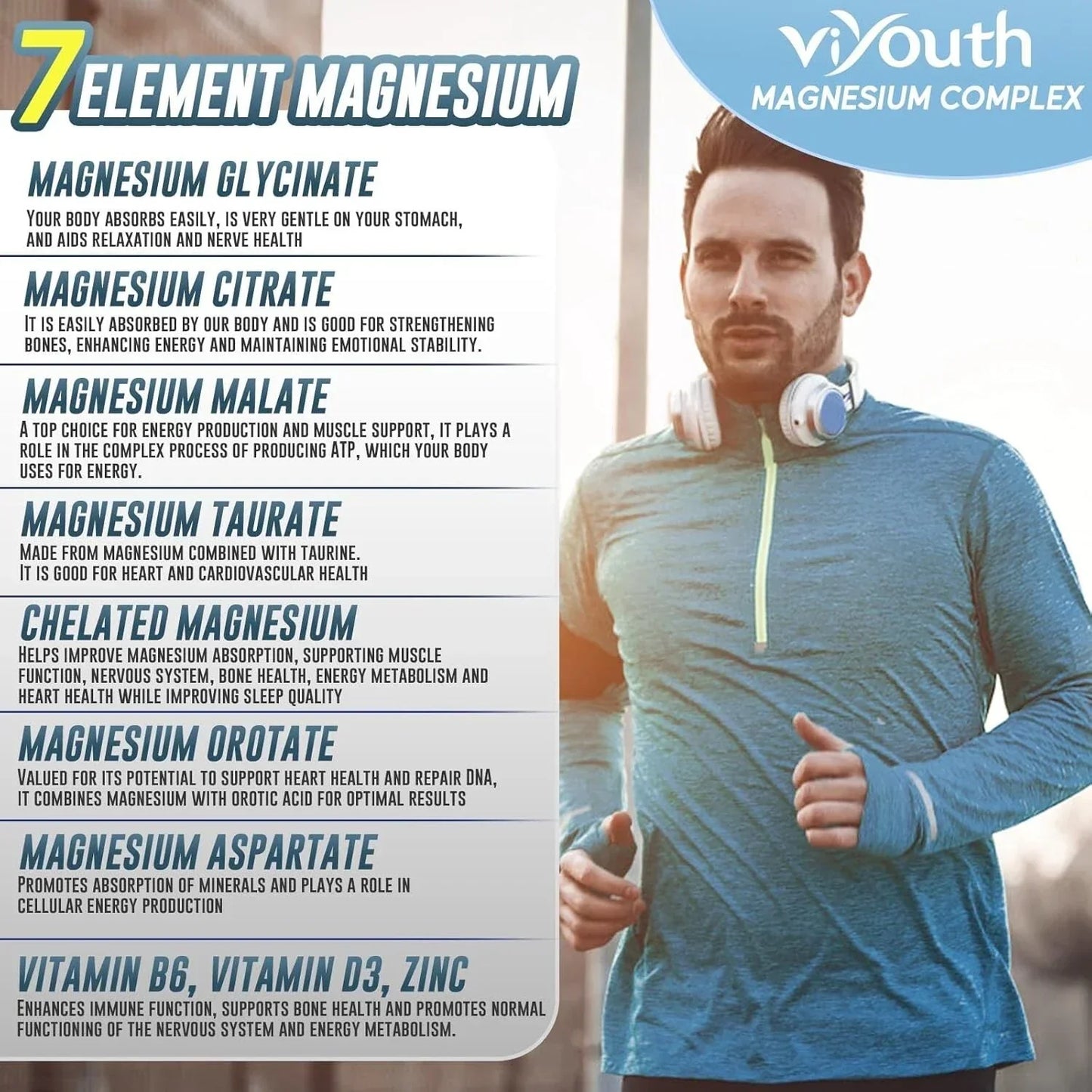 Glycinate Supplement, Magnesium 7 Complex Advanced with Citrate Malate Chelate